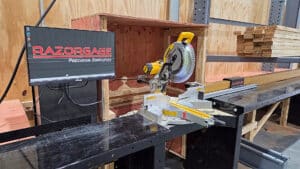 industrial miter saw bench razorgage integration ideal machine
